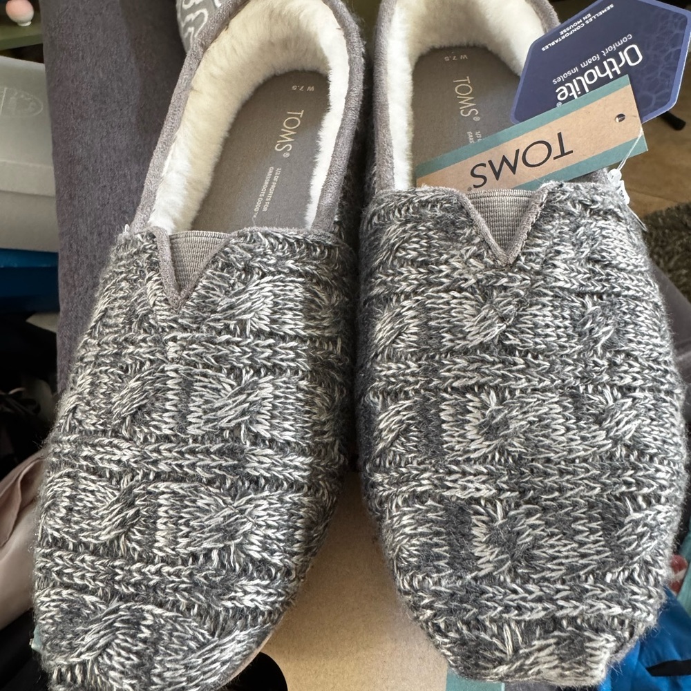 TOMS Charcoal Knit Comfort Slip-Ons